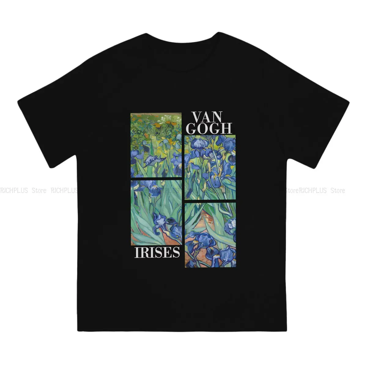 Irises Stylised Men TShirt Van Gogh Art O Neck Tops Polyester T Shirt Humor Gift Idea