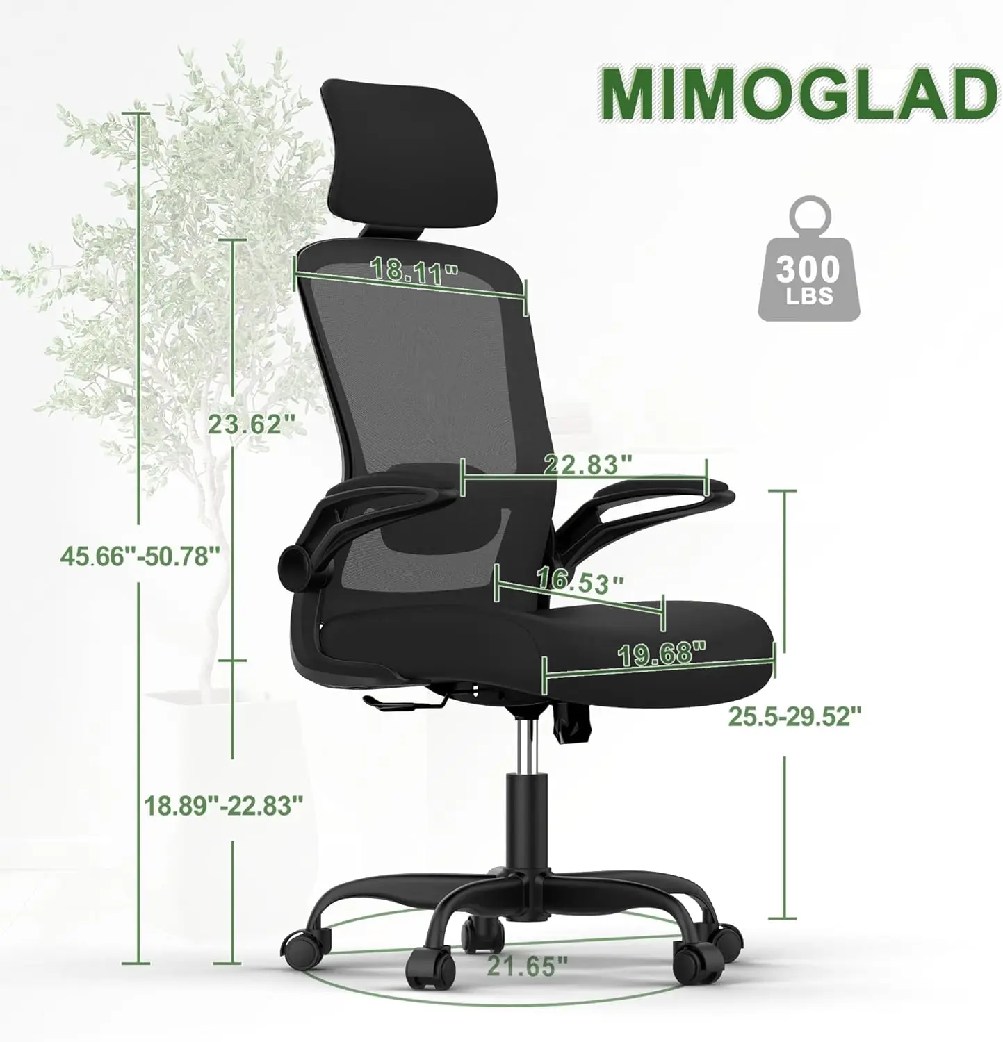 Home Office Chair, Ergonomic Desk Chair with Adjustable Lumbar Support, High Back Computer Chair- Adjustable Headrest