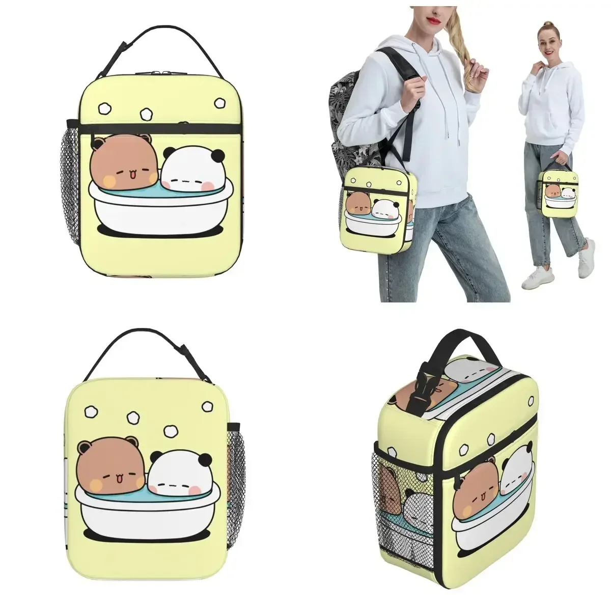

Bubu Dudu Bathing Thermal Insulated Lunch Bags School Panda And Bear Cute Portable Bag for Lunch Cooler Thermal Lunch Box
