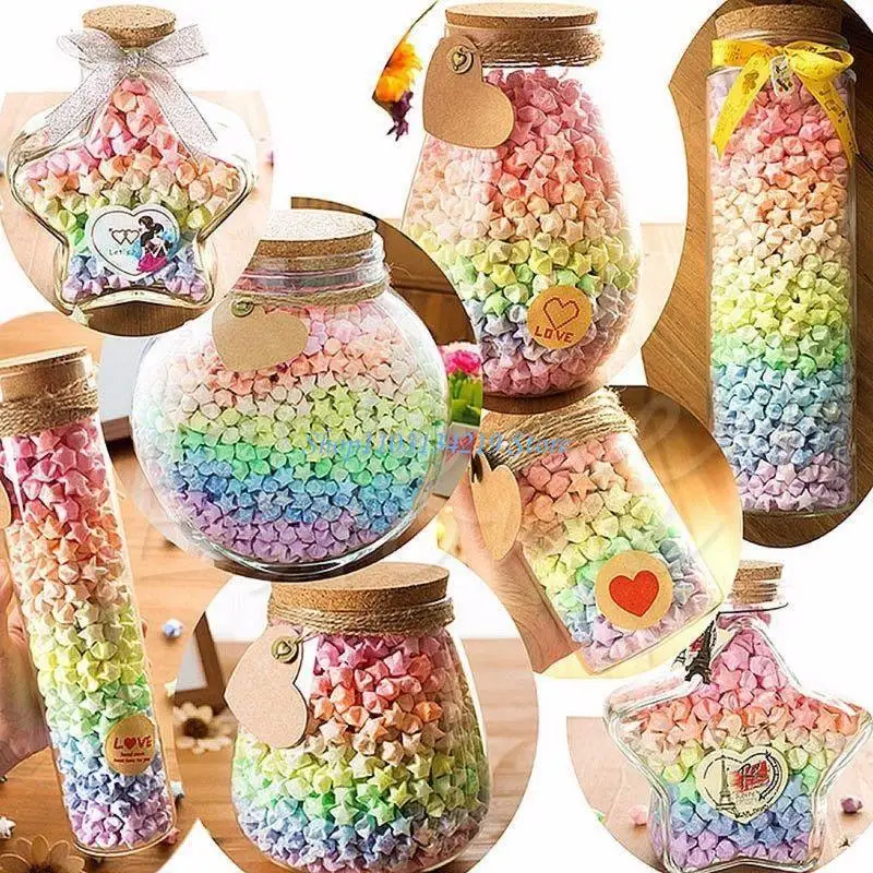 N5KC 30pcs Luminous Lucky Star Folding Paper Lucky Star Paper Ribbon