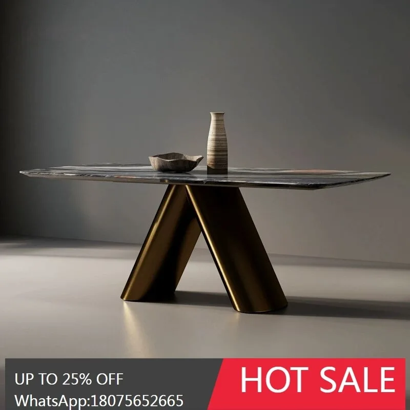 

MJY Italian Style Marble Square Home Light Luxury Natural Luxury Stone Long Dining Table and Chairs