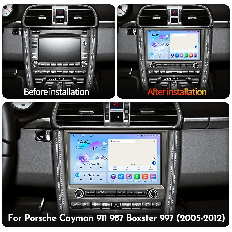 Android 14 Carplay Auto Car Radio GPS Multimedia Player For Porsche Cayman 911 987 Boxster 997 2005-2012 Stereo Head Unit screen