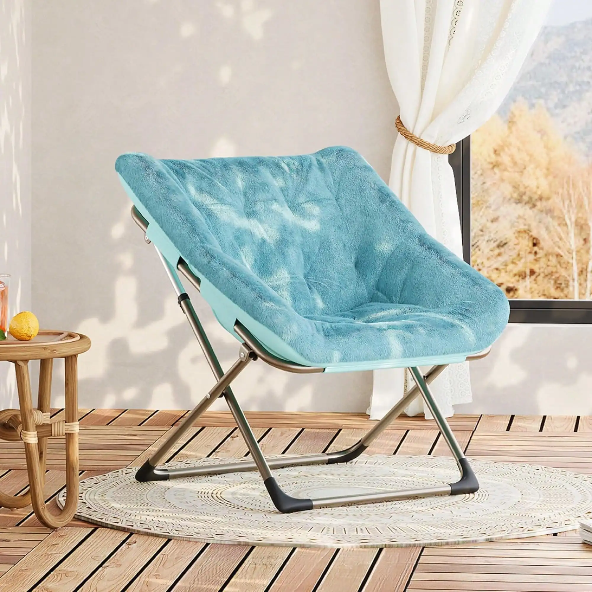 

Большое складное кресло-софа, мягкое сиденье из искусственного меха, не требует сборки, прочный металлический каркас, уютное место для отдыха в спальне, Livi