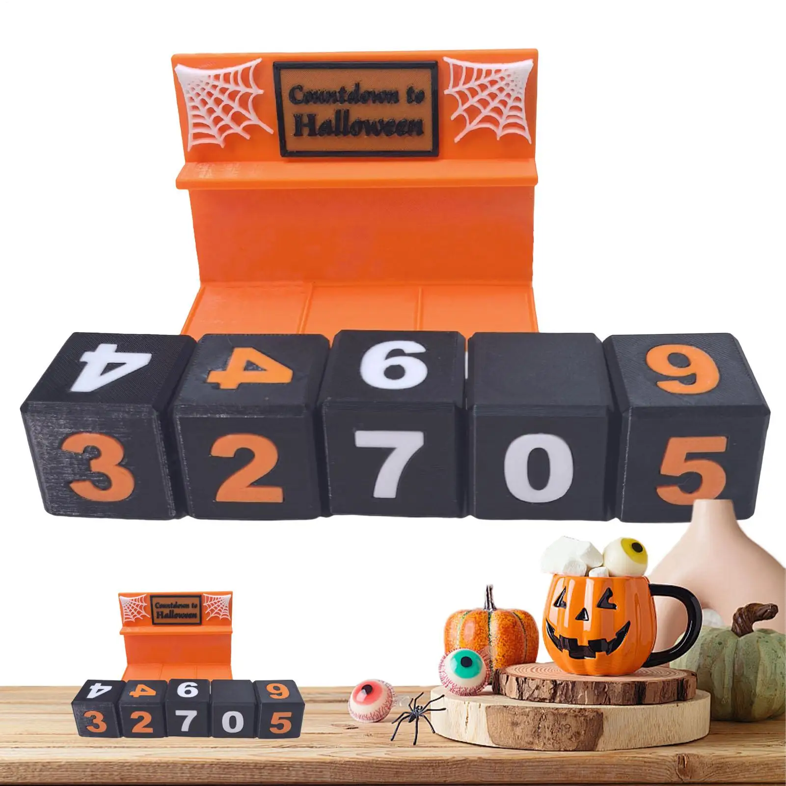 

11.3x8.2cm Halloween Countdown Block Realistic Halloween Advent Calendar Ornaments For Dining Table Bedside Cabinet Window Sill