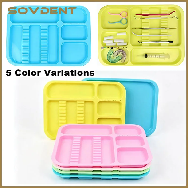 Dental Instruments Trays Autoclavable Plastic Divided Split Trays Colorful Plastic Divided Placement Box Dentist Placement Box