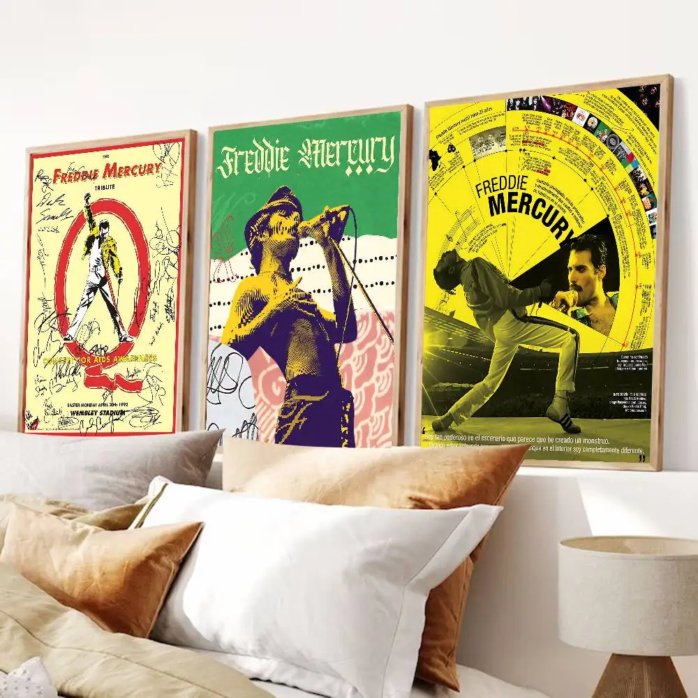 Singer Star Freddie-Mercury DIY Sticky Poster Whitepaper Prints Posters Artwork Nordic Home Decor