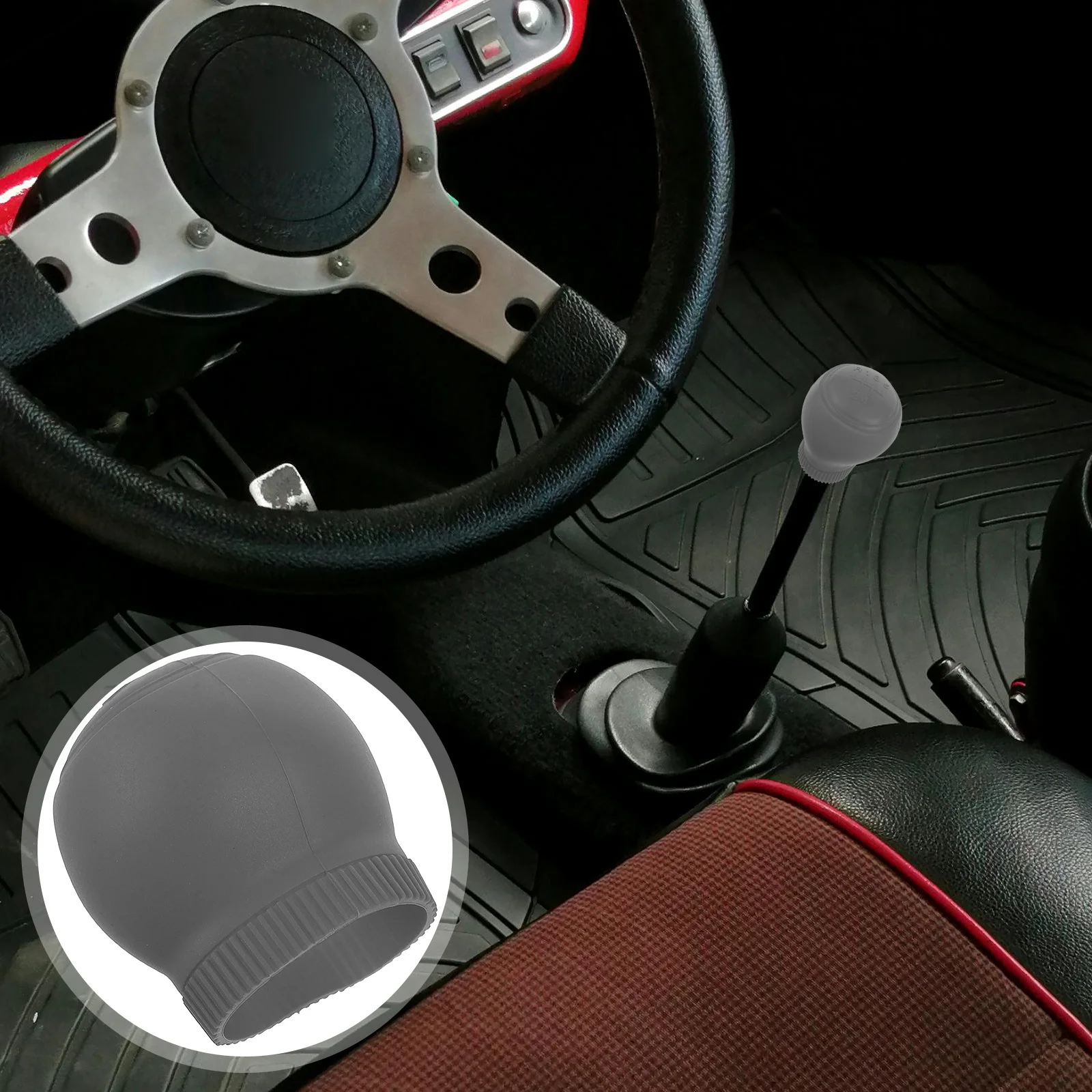 

2Pcs Non Slip Silicone Gear Shift Knob Cover Durable Universal Fit for Manual Transmission Vehicles Grey Car Accessory