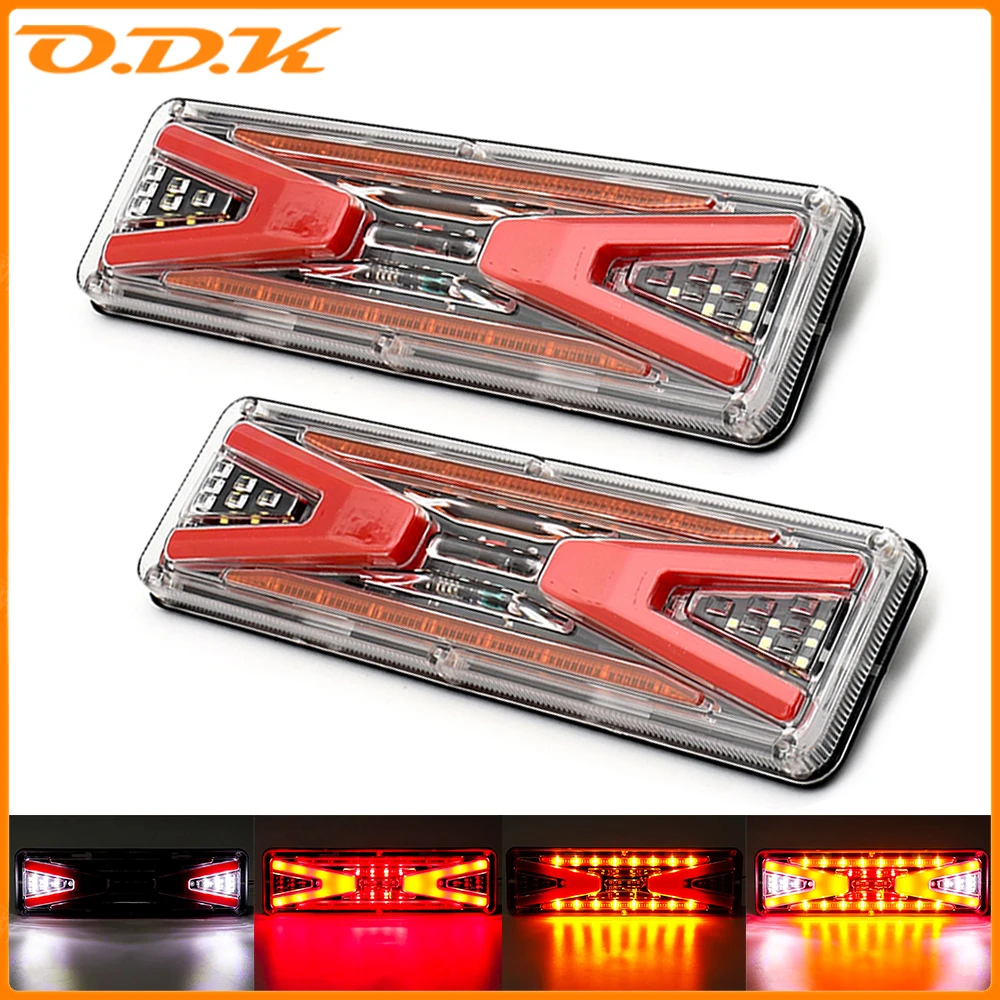 2PCS 12V 24V LED Car Truck Tail Light Turn Signal Rear Brake Light Reverse Signal Lamp Tractor Trailer Lorry Bus Campers