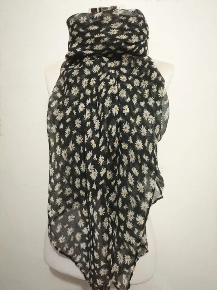 جديد أقحوان الأوشحة للنساء لينة وشاح طويل سنود الحجاب ديزي وشاح البوق زهرة وشاح طويل رائجة البيع الأزهار باندانا #2