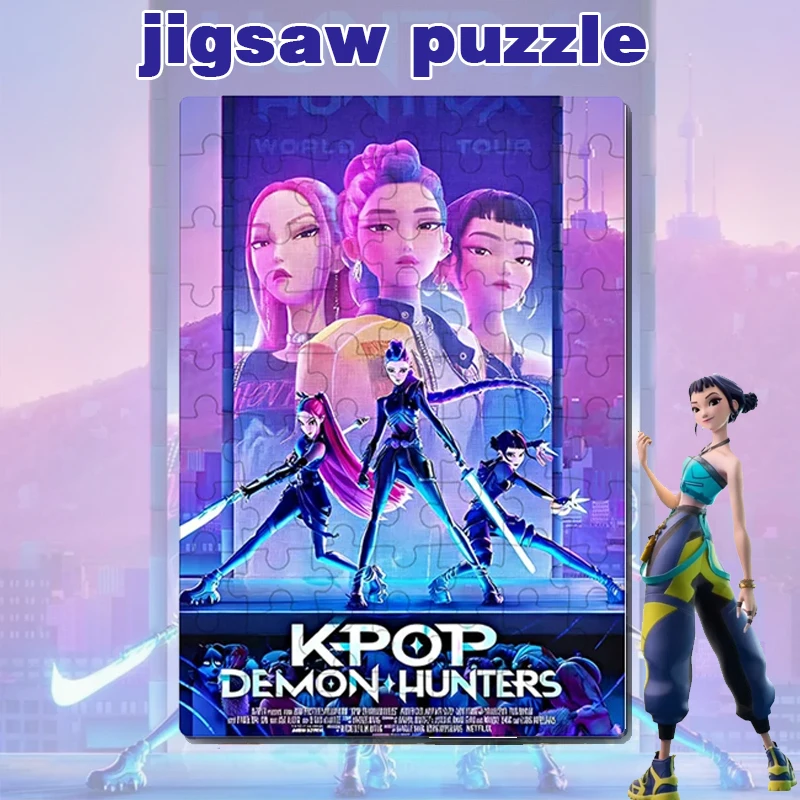 2026NEW Kpop Demon Hunters Jigsaw puzzle Gioco da tavolo Rumi Mira Zoey Huntrix Personaggio Puzzle Da Collezione Decor Giocattoli Per Bambini Gif