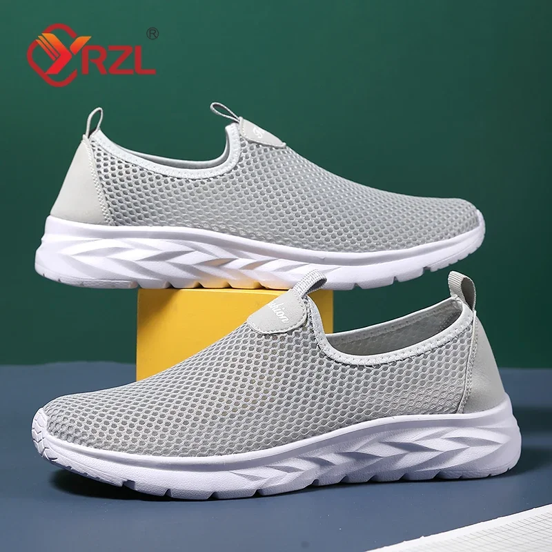 YRZL Men's Casual Shoes Lightweight Comfortable Outdoor Male Walking Shoes Mesh Loafers Anti-slip Sneakers Slip on Loafers Men