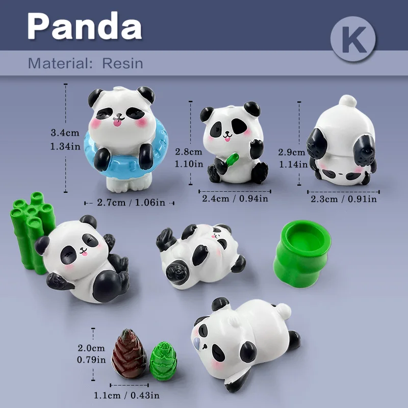 4Pcs New Panda Figurine Diy Home Kawaii Room Decor Miniature Fairy Garden Decoration Accessories Modern Children\'s Birthday Gift