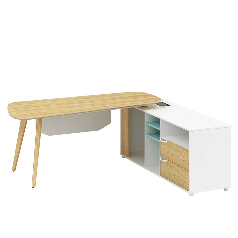 

Executive Office Table Design Single Executive Office Desk with Solid Wood Legs