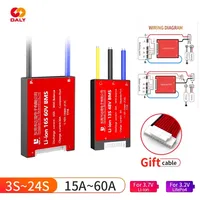 DALY BMS LiFePO4 4S 12V 8S 24V 16S 48V 20S 60V And 18650 Lithium Battery BMS 48V 13S 10S 16S 20S 7S 3S Balance Function 15A~60A