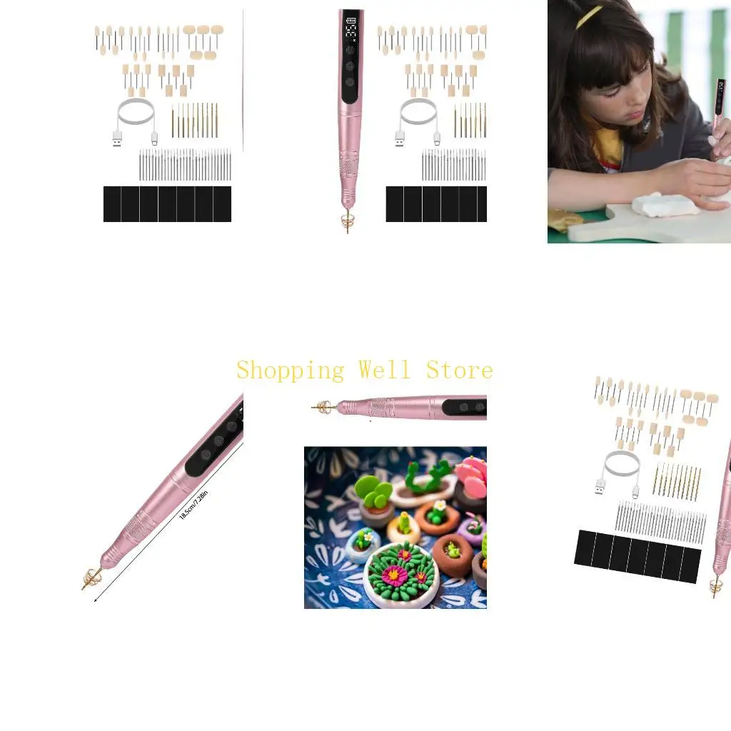 

KX4B Clay Polisher Tool Set Wireless for Polymer Clay Crafting Speed Adjustable Designs