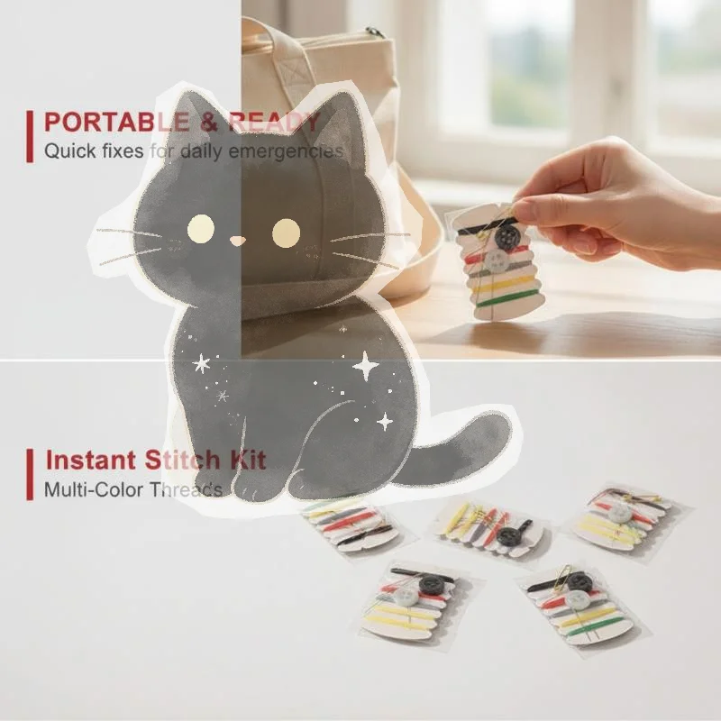Dorm Room Essential Sewing Kit Small Portable Needle Thread Box Set for Home Hotel Travel Clothes Repair