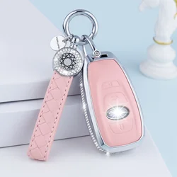 for Subaru Key Fob Cover with Keychain, Pink Leather Key Case Fit for Ascent BRZ Crosstrek Forester Impreza Legacy Outback WRX S