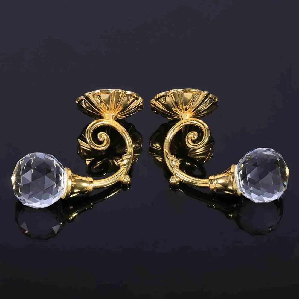 2 PCS Aluminum Crystal Curtain Hook Wall Mounted Colorful Drapery Tie Back Hook Retro Style Decorative Curtain Holdback