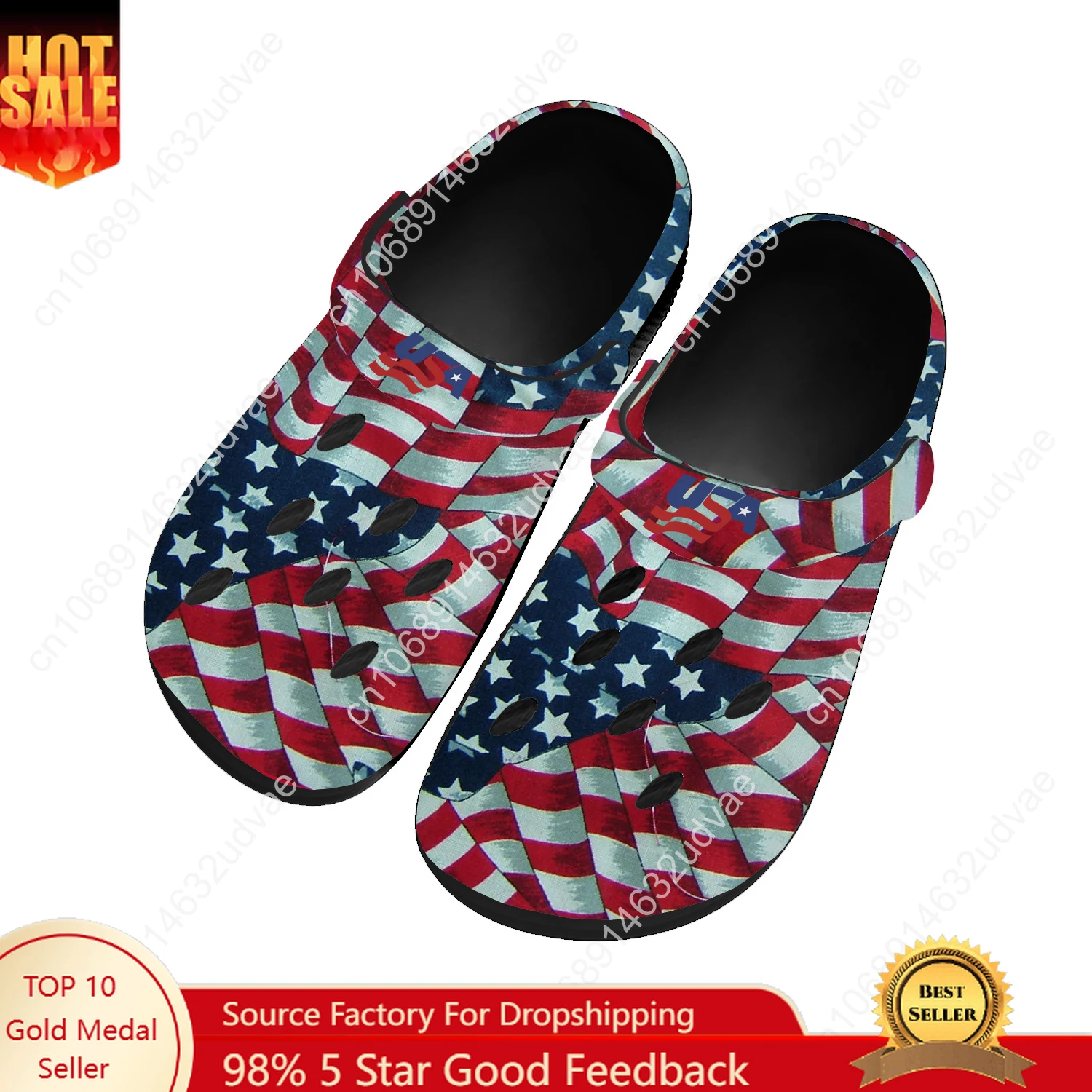 

USA Flat Water Shoes Men Women Teenager Breathable Fashion Home Garden Clogs Custom Sandals Beach Breathable Hole Slippers