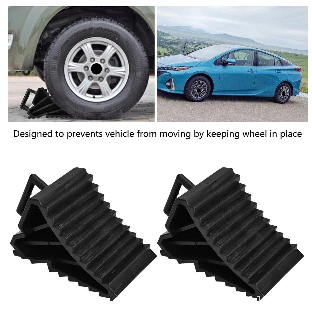 2Pcs Car Trailer Wheel Chock Triangular Anti Slip Blocks Parking Wedges Rubber Car Stopper Wheel Alignment Block Support Pad