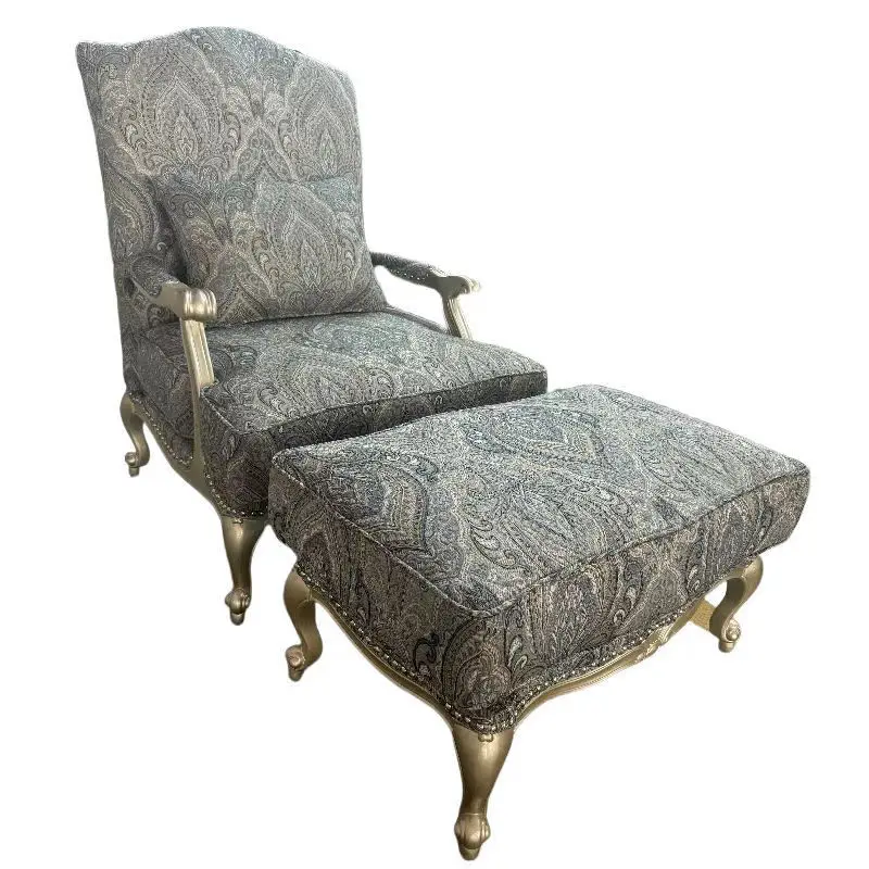 

American light luxury tiger chair pedal combination single sofa high backrest solid wood chair