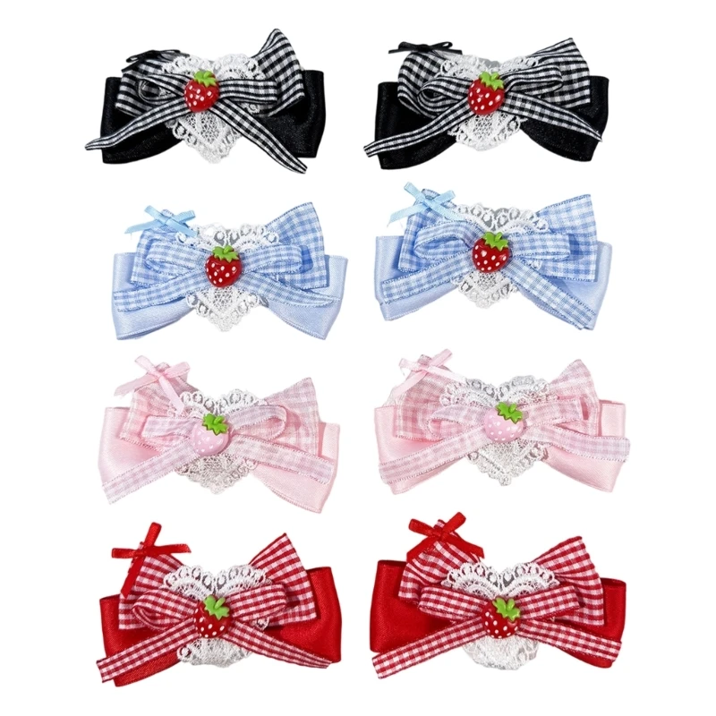 2Pcs Sweet Hair Accessories Hairpin With Classical Checkered Pattern And Creative Bowknot Embellishment