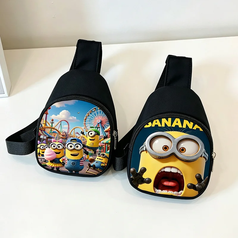 Minionses Chest Pack Children Shoulder Bags Boys Cute Cartoon Crossbody Storage Pouch Outdoor Portable Casual Large Hiking Bag