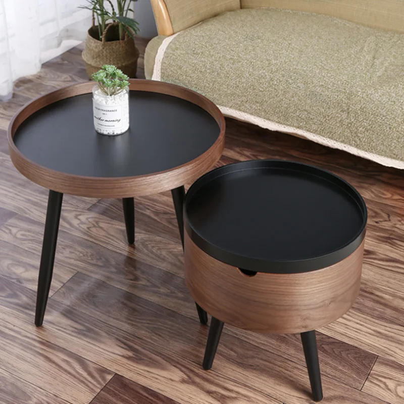 Italian minimalist round combination coffee table small apartment living room side table light luxury balcony coffee table