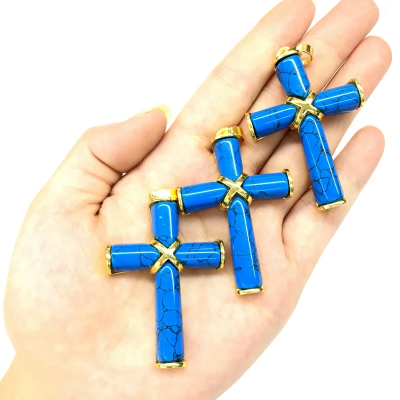 حجر طبيعي الصليب قلادة قلادة للرجال والنساء ، Bozwana جمشت عين النمر العقيق الصليب المعدني ، طرد الأرواح تعويذة لتقوم بها بنفسك مجوهرات