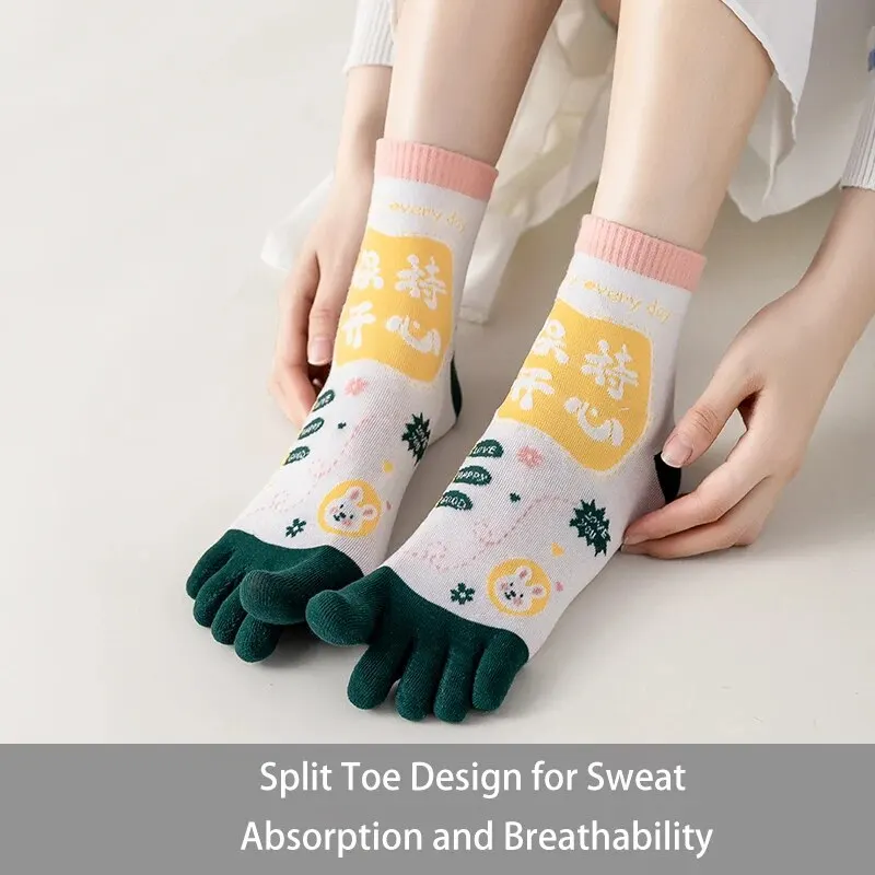 3 paar dames vierseizoen middenbuis fruitbrief slogan beer schattig en lief meisje mode katoen vijf-teen sokken