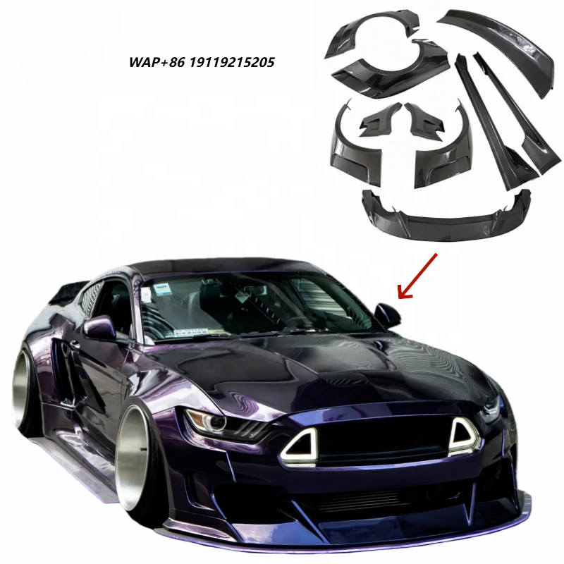 CD Style Front Bumper Splitter Lip Rear Spoiler Side Fender Flares Body Kit For 2015-2017  Mustang Fiberglass Body Kit