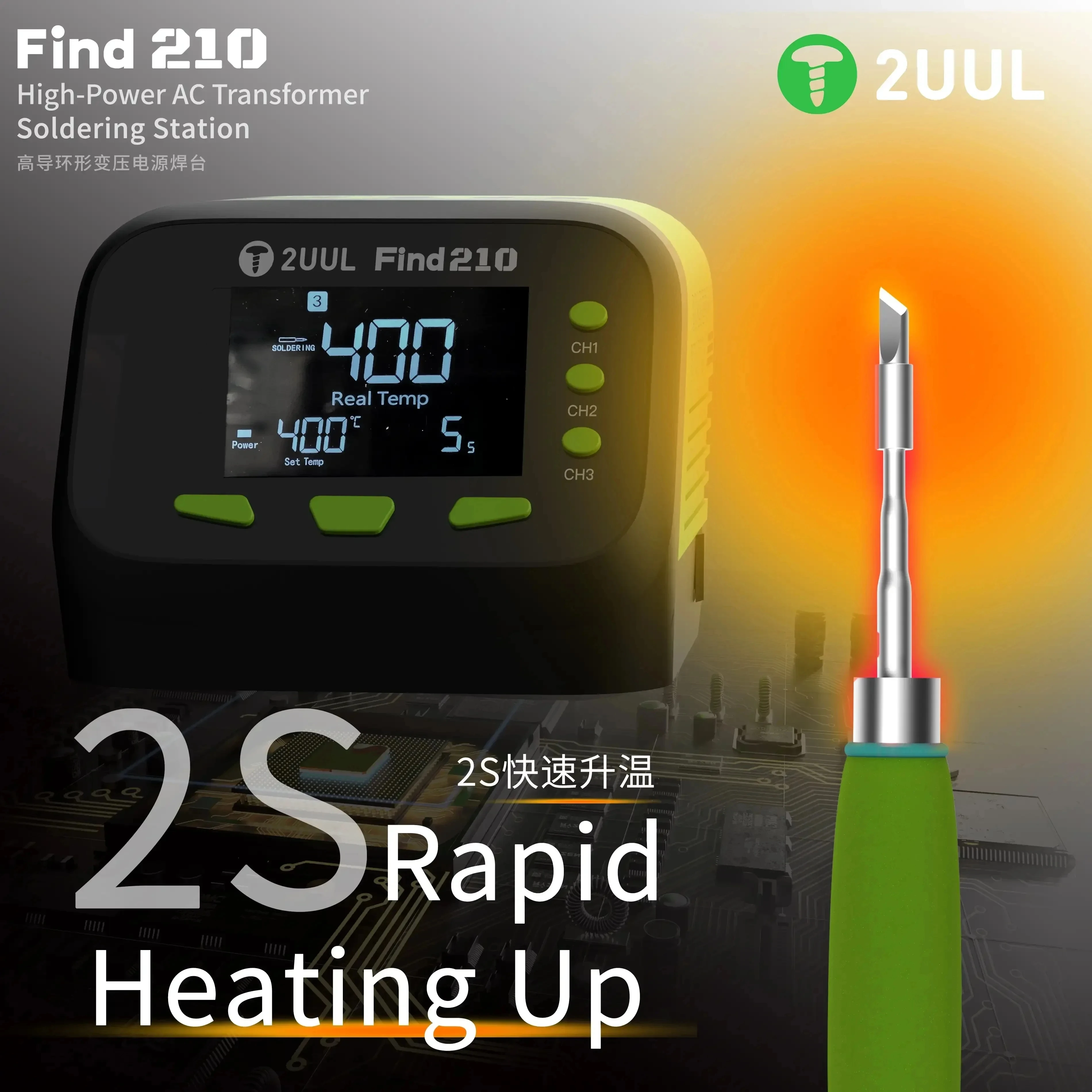 

2UUL FD01 FIND210 60W Super Soldering Station For Phone Motherboard BGA CPU PCB Welding Rework With C210 Handle Soldering Tips