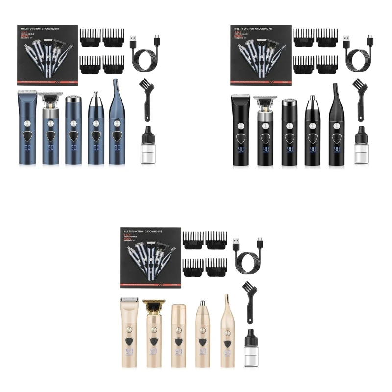 ماكينة تشذيب اللحية الكهربائية للرجال ، مقصات شعر الأنف ، ماكينات حلاقة ، مقصات شعر ، مجموعة تصفيف الشعر ، 5 في 1