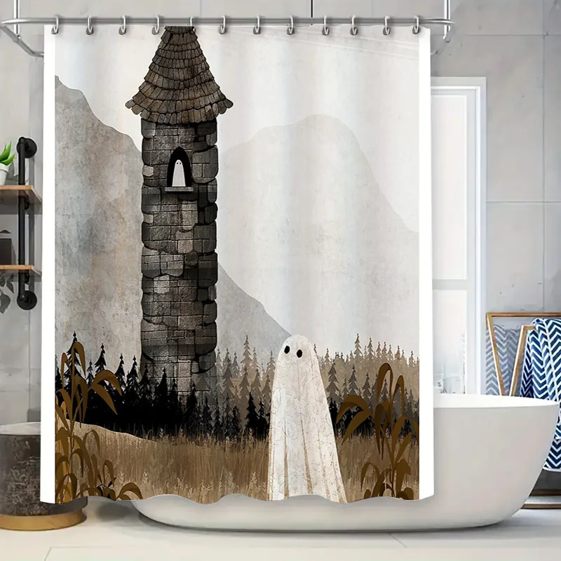 

Forest Gothic Shower Curtain Dark Academia Nature Landscape Backdrop Vintage Halloween Decor Tapestry Wall Hanging Home Textile
