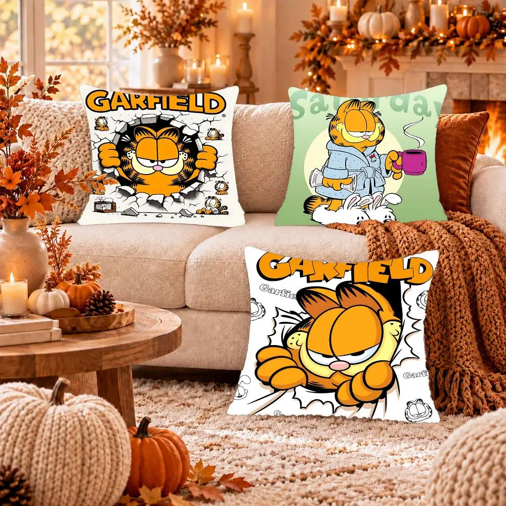 Cartoon G-Garfield Cushion Cover Soft Plush Cushion Case Throw Pillowcase Cozy Home Sofa Bed Living Room Decor