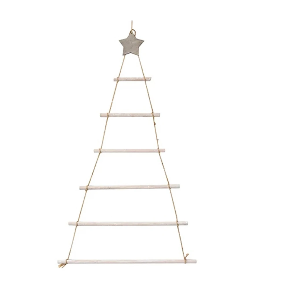 DIY Wooden Christmas Tree Wooden Wall Hanging Christmas Tree New Year Decoration for Home Ornaments White