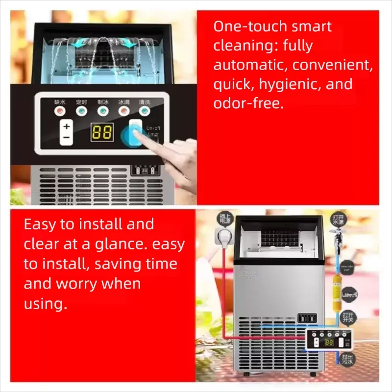 Professional Ice Making Machine Commercial Cube Maker Industrial Ice Equipment Control Stainless Steel view 6