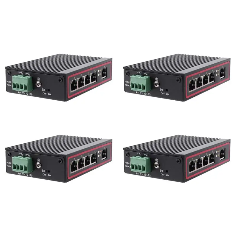 4X 5-Port RJ45 10/100M Ethernet Desktop Switch Hubs Network Laptop DIN Rail Type