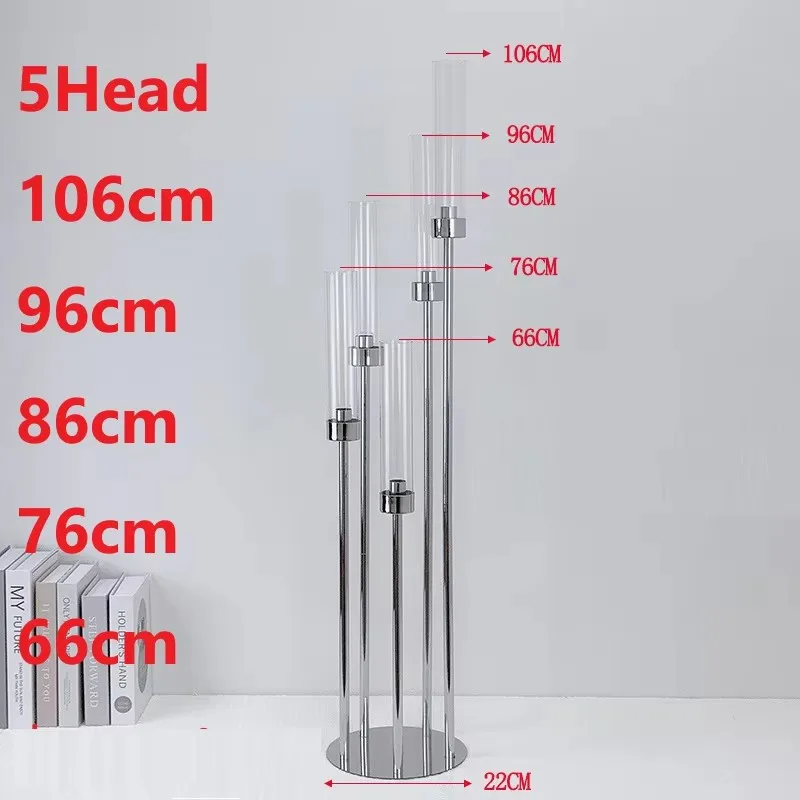 2/10 Stück 5/8-Köpfige Metall-Kerzenhalter, Tischdekoration, Goldener Kerzenständer, Säulenkerzenhalter für Hochzeiten – Detail 10