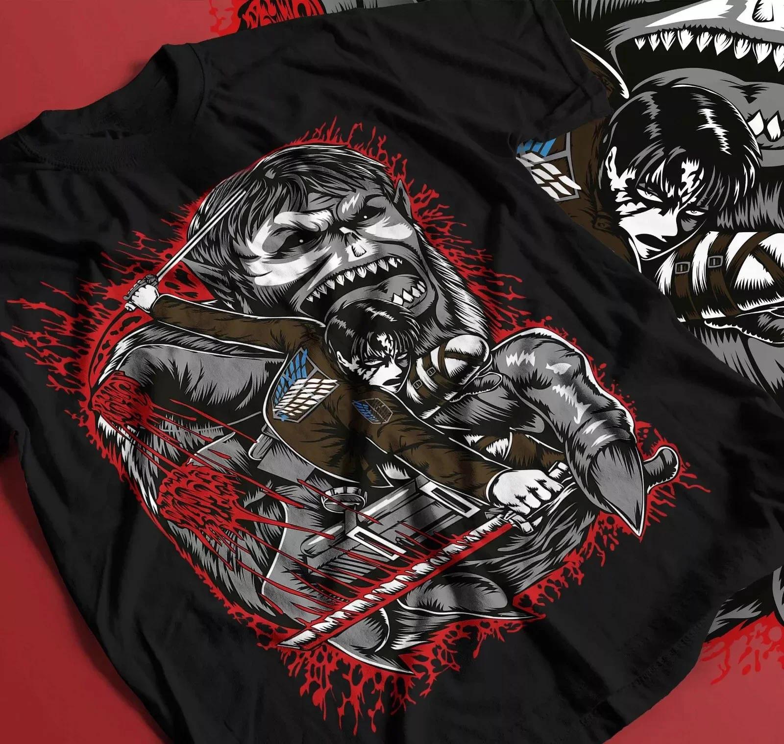 

2025 Passion Anime Attack on Titan Eren and Mikasa Pattern Printed O-Neck T-shirt Men Women New Summer Hot Selling Tops Tee Tops