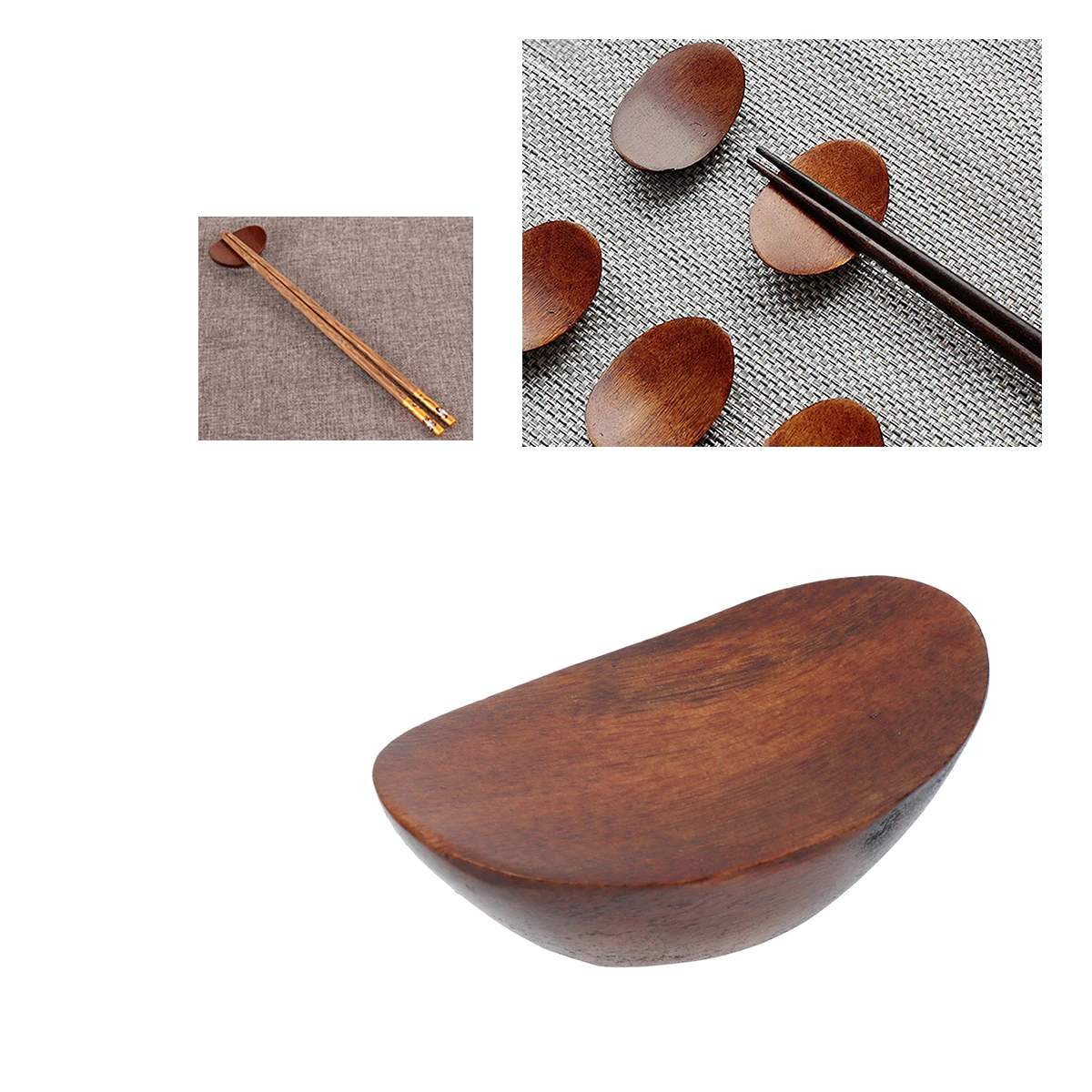 

6Pcs Wooden Chopstick Holders Ingot Style Spoon Fork Rest Dining Table Rack Kitchen Utensil Organizer Natural Material