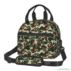 Bolsa de almuerzo térmica con estampado de camuflaje para hombres y mujeres, fiambrera con aislamiento térmico, Bento Tote para adultos y niños, oficina, escuela, Picnic, Viajes