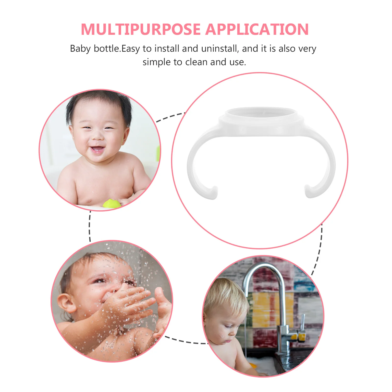 

2 шт., ручки для детских бутылочек с молоком с защитой от ожогов, эргономичная портативная ручка из полипропилена и Tpe, простая установка, не требует установки, чистый подарок, новые родители