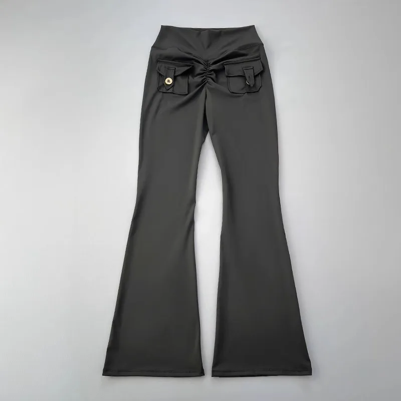 New pocket micro horn yoga pants for hip lifting  fitness dance pants quick drying exercise training yoga pants