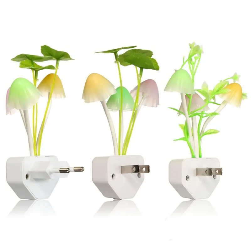 Novelty night lamp EU and USA plug sensing dream mushroom fungus lamp 220V 3 LED Mushroom lamp LED night lamp 7 COLo