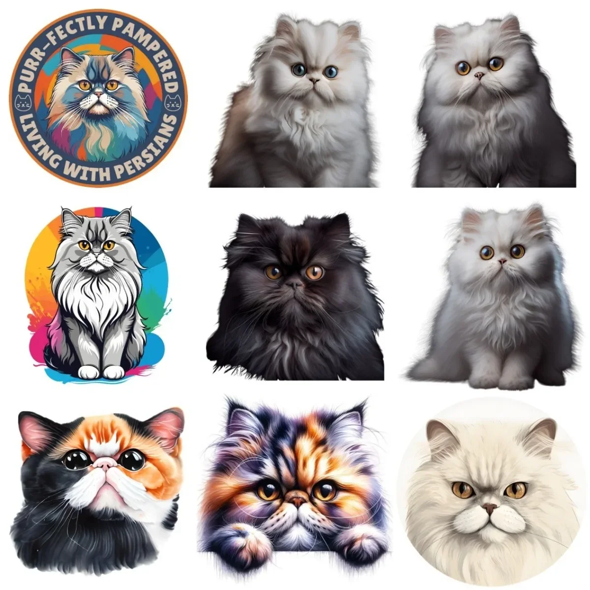 

Cute Persian Cat Pets Creative Personalized Sticker for Decorate Room Wall Window Car Bicycle Van Helmet Decal Accessories
