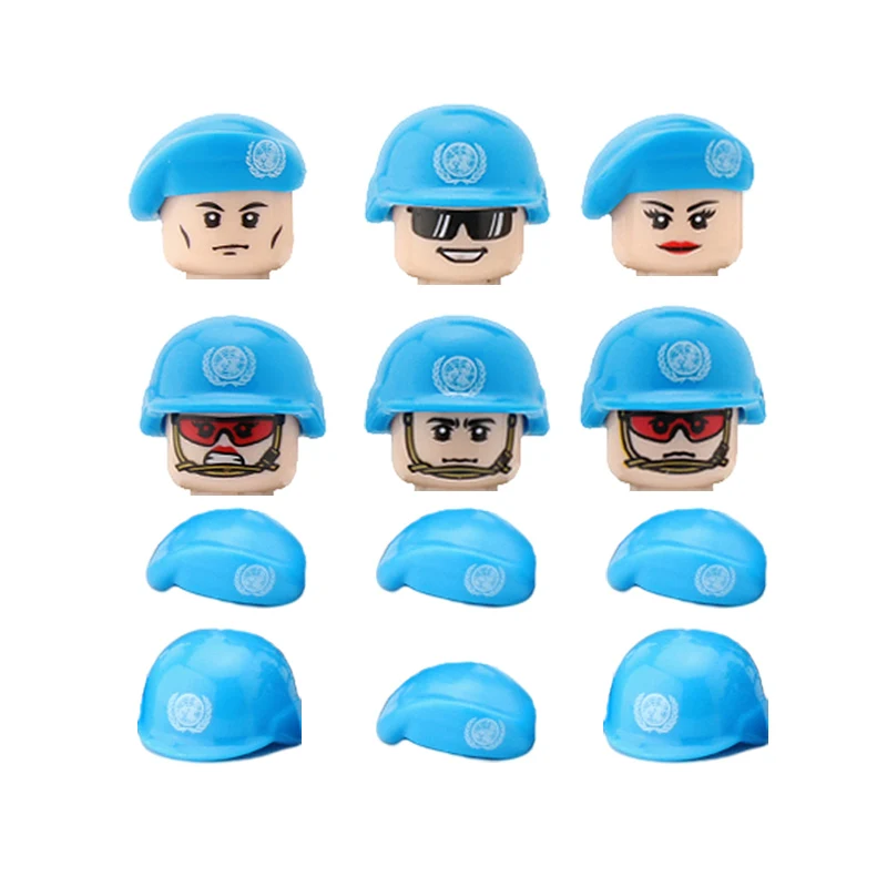 UN Force Equipment Accessories Building Block Soldier Figures Police SWAT Tactical Vest Helmet Beret Military Weapon Bricks Toys