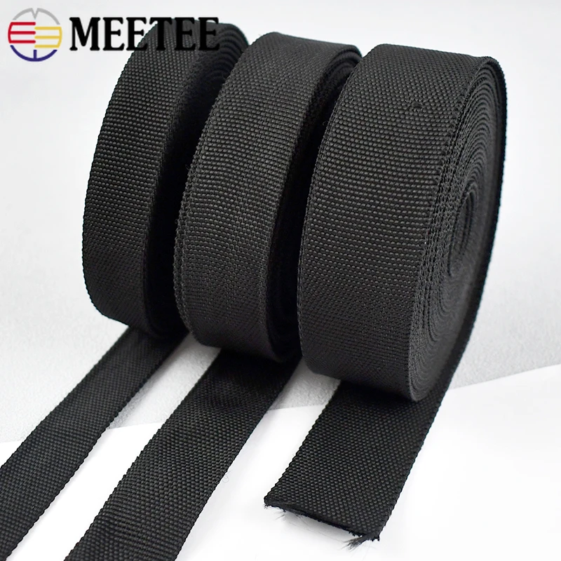 5Meters 25-50MM 1.6mm Thick Nylon Webbing Tapes Black Double-layer Ribbon Backpack Strap Band DIY Bag Garment Sewing Accessories