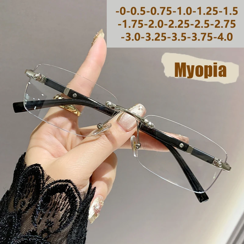 Lentes progressivas antirreflexo e sem moldura estilo empresarial que mudam de cor para homens, com afiação de estilo sofisticado e sem moldura.3323