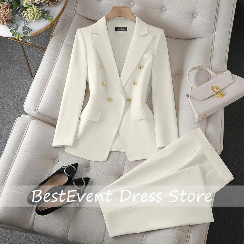 Fashion 2 Piece Set Turn Down Collar Blazers Long Sleeve Slim Pants Women Suits Office Lady Wear Pants Sets for Women Customized